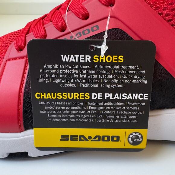 Sea-Doo Water Shoes in Red Black jet ski Sneakers water sports drain holes mesh - Picture 14 of 16